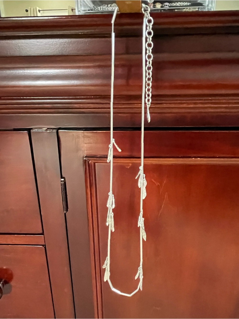 Chico's silver leaf drop station necklace